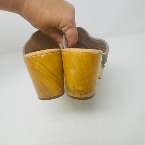 Corso Como Gray Rafe Suede Leather Clogs Wooden Platform Studded Heels Size 9.5M - Picture 10 of 14